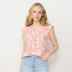 Petite LC Lauren Conrad Pleated Scoopneck Top Blue Fleurs -LC Lauren Conrad Shop unnamed file 2612
