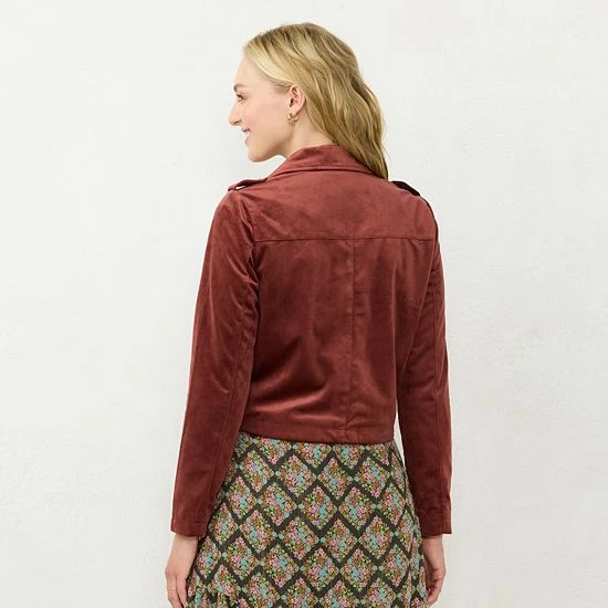 Women's LC Lauren Conrad Faux-Leather Moto Jacket Sea Smoke 2 Women's LC Lauren Conrad Faux-Leather Moto Jacket Sea Smoke - Image 2
