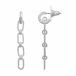 LC Lauren Conrad Long Link Linear Drop Hoop Earrings