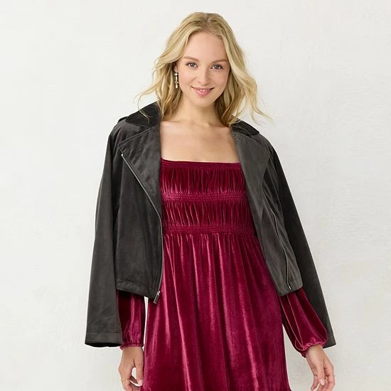 Women's LC Lauren Conrad Faux-Leather Moto Jacket Sea Smoke 5 Women's LC Lauren Conrad Faux-Leather Moto Jacket Sea Smoke - Image 5