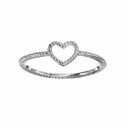 LC Lauren Conrad Textured Heart Midi Ring Silver Tone