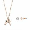 LC Lauren Conrad Rose Gold Tone Nickel Free Necklace & Earrings Set