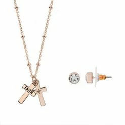LC Lauren Conrad Rose Gold Tone Nickel Free Necklace & Earrings Set