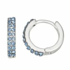 LC Lauren Conrad Simulated Crystal Pave Huggie Hoop Earrings Aqua