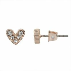 LC Lauren Conrad Heart Button Earrings Clear