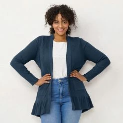 Plus Size LC Lauren Conrad Layering Cardigan Deep Sapphire