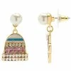 LC Lauren Conrad Gold Tone Crystal & Simulated Pearl Winter Glove & Hat Drop Earrings