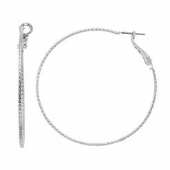 LC Lauren Conrad Textured Nickel Free Hoop Earrings Silver Tone -LC Lauren Conrad Shop unnamed file 2732