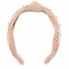 LC Lauren Conrad Pink Velvet With Simulated Pearls Top Knot Headband