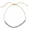 LC Lauren Conrad Rose Gold Tone Blue Crystal Adjustable Chain Tennis Bracelet