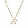 LC Lauren Conrad Gold Tone Simulated Crystal Eye Daschund Outline Nickel Free Pendant Necklace