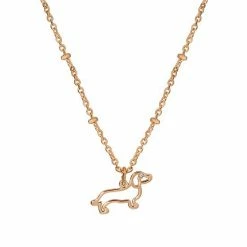 LC Lauren Conrad Gold Tone Simulated Crystal Eye Daschund Outline Nickel Free Pendant Necklace