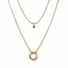 LC Lauren Conrad Gold Tone Cubic Zirconia Circle Pendant Layered Necklace