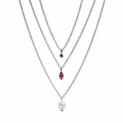 LC Lauren Conrad Three Row Gems & Faux Freshwater Pearls Nickel Free Pendant Necklace