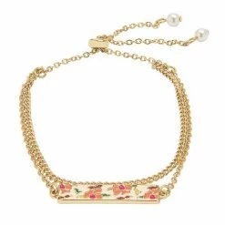 LC Lauren Conrad 2 Row Chain & Floral Enamel Bar Necklace