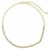 LC Lauren Conrad Gold Tone Pink Crystal Chain Tennis Choker Necklace