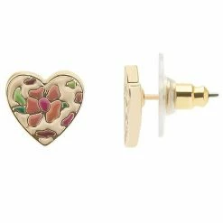 LC Lauren Conrad Floral Enamel Heart Stud Earrings