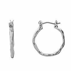 LC Lauren Conrad Textured Silver Tone Nickel Free Hoop Earrings