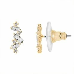 LC Lauren Conrad Cubic Zirconia Baguette Climber Earrings