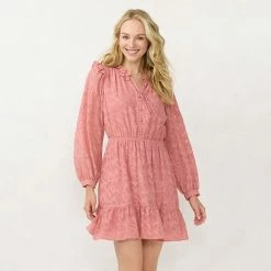 Women's LC Lauren Conrad Ruffle Shirt Dress Copper Falls