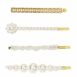LC Lauren Conrad 4 Pack Gold Tone Mixed Simulated Pearl Bobby Pin Set