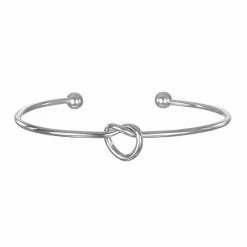 LC Lauren Conrad Heart Knot Cuff Bracelet Silver Tone