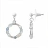 LC Lauren Conrad Silver Tone Simulated Crystal & Simulated Pearl Hoop Drop Earrings