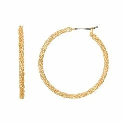 LC Lauren Conrad Gold Tone Twisted Hoop Earrings