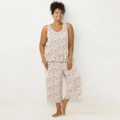 Plus Size LC Lauren Conrad Peplum Pajama Tank & Culotte Pajama Pants Sleep Set Ivory Scene -LC Lauren Conrad Shop unnamed file 2944