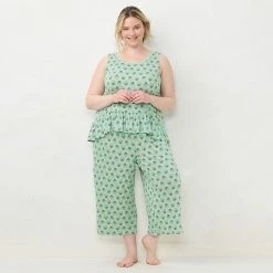Plus Size LC Lauren Conrad Peplum Pajama Tank & Culotte Pajama Pants Sleep Set Ivory Scene -LC Lauren Conrad Shop unnamed file 2945