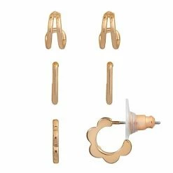 LC Lauren Conrad Set Of 3 Geometric Hoop Earrings