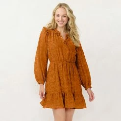 Women's LC Lauren Conrad Ruffle Shirt Dress Copper Falls -LC Lauren Conrad Shop unnamed file 295