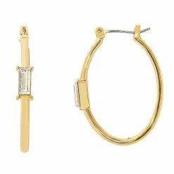 LC Lauren Conrad Crystal Baguette Oval Hoop Earrings Gold Tone Pink -LC Lauren Conrad Shop unnamed file 2955