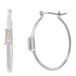 LC Lauren Conrad Crystal Baguette Oval Hoop Earrings Gold Tone Pink -LC Lauren Conrad Shop unnamed file 2956