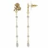 LC Lauren Conrad Rose Gold Pearl Stations Linear Drop Earrings