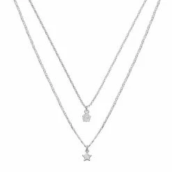 LC Lauren Conrad Silver Tone 2-Row Star Pendant Necklace