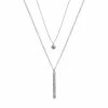 LC Lauren Conrad Silver Tone Cubic Zirconia Multistrand Bar Pendant Necklace