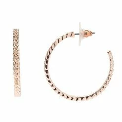 LC Lauren Conrad Gold Curb Chain Hoop Earrings Gold Tone