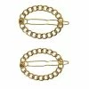 LC Lauren Conrad Gold Tone Chain Link Oval Hair Clip 2 Pack