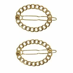 LC Lauren Conrad Gold Tone Chain Link Oval Hair Clip 2 Pack