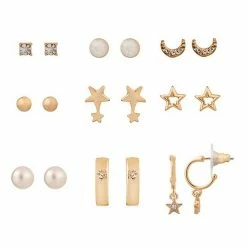 LC Lauren Conrad Celestial & Pearl Nickel Free Earrings Set