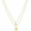 LC Lauren Conrad Gold Tone Crystal 2-Row Layered Pendant Necklace