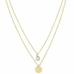 LC Lauren Conrad Gold Tone Crystal 2-Row Layered Pendant Necklace
