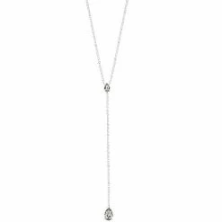 LC Lauren Conrad Silver Tone Crystal Y-Necklace