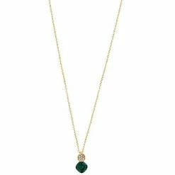 LC Lauren Conrad Gold Tone Green Crystal Pendant Necklace