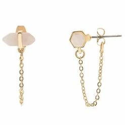 LC Lauren Conrad Semi Stone Front To Back Earrings Pink -LC Lauren Conrad Shop unnamed file 3028