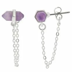 LC Lauren Conrad Semi Stone Front To Back Earrings Pink -LC Lauren Conrad Shop unnamed file 3029