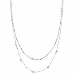 LC Lauren Conrad 2 Row Silver Star Stations Necklace Silver Tone -LC Lauren Conrad Shop unnamed file 3032