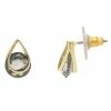 LC Lauren Conrad Gold Tone Black Crystal Teardrop Drop Earrings