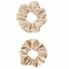 LC Lauren Conrad Pink Tweed And Beige Velvet Scrunchie Set